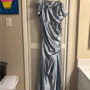 Elegant Silver Evening Gown